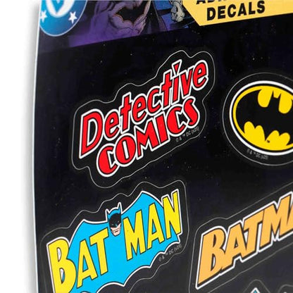 DC Comics Batman Logos Adhesive Vinyl Decals - Nostalgic Set of Batman Stickers for Car, Water Bottle or Laptop, 1 Pack (6 Count) - color: Black/Red
