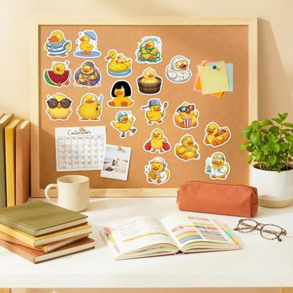 50PCS Cute Duck Stickers Waterproof Vinyl Decals | Funny Cartoon Yellow Duck Aesthetic Designs for Water Bottles, Laptops, Journals, Scrapbooking - style: duck