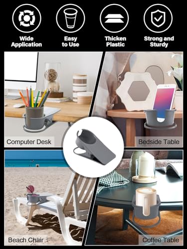 Kalolary 2PCS New Drinking Cup Holder Clip with Groove Table Bottle Cup Stand DIY Glass Cup Clamp Storage Saucer Clip Water Coffee Mug Holder Saucer Clip for Home Desk, Grey - color: 2PCS Grey