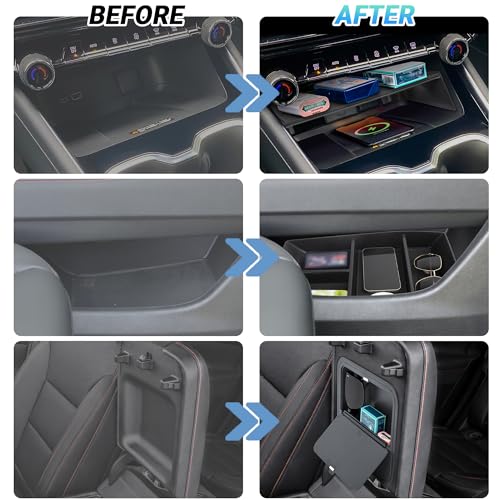 Center Console Organizer Compatible with 2024-2026 Chevy Traverse Accessories, Divider Compartment Tray＆Console Bottom Storage Box＆Armrest Hidden Insert Tray (Not fit 2024 Traverse Limited) - size: Center Console Organizer Set (3PC)