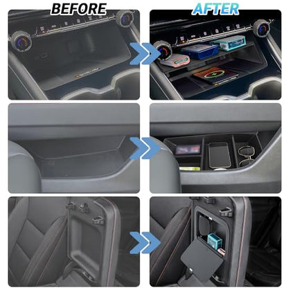 Center Console Organizer Compatible with 2024-2026 Chevy Traverse Accessories, Divider Compartment Tray＆Console Bottom Storage Box＆Armrest Hidden Insert Tray (Not fit 2024 Traverse Limited) - size: Center Console Organizer Set (3PC)