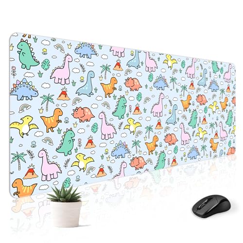 Mousepad Desk Mat Gaming Large Keyboard Cute Office Desktop Computer Laptop Dinosaur XXL Long Giant Big Kawaii Aesthetic Girly Pretty Design Women Girl Gamer Oversized Wide 30x12'' Mousepad - color: Little Dino