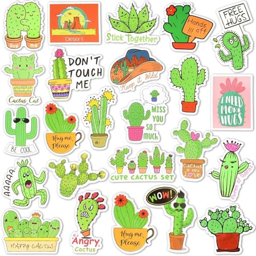 Cactus Stickers, 50Pcs Cute Plant Waterproof Vinyl Stickers for Water Bottles, Laptop, Journals, Scrapbooks, Desert Aesthetic Gifts - style: Cactus Stickers