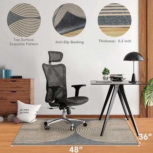 Office Chair Mat for Hardwood Floor&Tile Floor,36"X 48" Heavy Duty Desk Chair Mat for Hard Floors,Under Desk Rug for Rolling Computer Chair,Anti Slip,Low Pile Carpet Floor-Geo Grey - color: Geo Grey, size: 36"X 48"