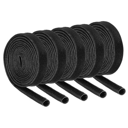 MECCANIXITY 5Pcs Wire Insulation Braid Fire Sleeve,3.28Ft-5mm ID Black, High Temp Silicone Coated Fiberglass Sleeving for Automotive Hose Lines Electrical Wiring - color: Black, size: 3.28Ft-5mm