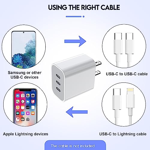 iPhone 16/17 Charger Block,USB C Charger [2 Pack] 35W 3-Port Wall Cube Fast Type C Charging Block PD Power Adapter for iPhone 17/17 Pro Max/16/16Pro/15/15Pro/14 Pro Max/13/12/11, iPad,Galaxy,Pixel 4/3