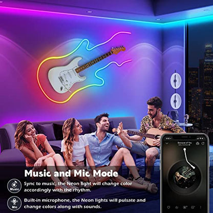 AILBTON 60Ft Neon Rope Lights,Flexible Led Rope Lights Control with App/Remote,Multiple Modes Music Sync Gaming RGB Led Neon Lights for Bedroom Outdoor - size: 60FT