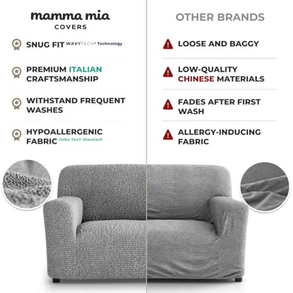 Premium Stretch Couch Covers for Sofa - Sofa Chair Cover Washable, Dogs & Pets Friendly - Elastic Polyester Loveseat Slipcovers - Non-Slip Love Seat Couch Covers - Ash (40"-63" Wide) - color: Ash, size: 40"-63" Wide