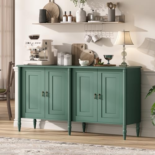 Jiansu furni Buffet Cabinet with Storage, 59" Vintage Sideboard,Credenza Coffee Bar for Kitchen, Dining Room, Entryway, Living Room, Green - color: Green