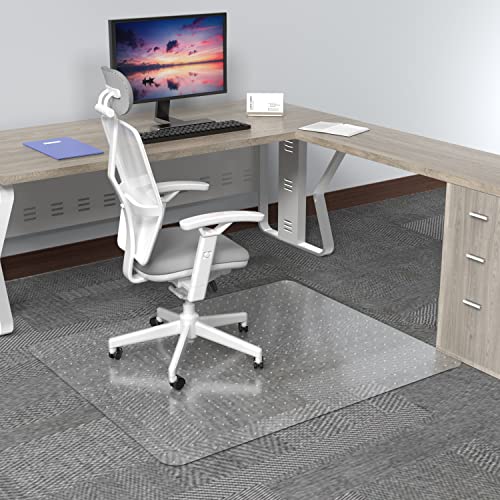 Amyracel Office Chair Mat for Low Pile Carpets, 45” x 53” Clear Computer Desk Chair Mat for Carpeted Floors, Easy Glide Floor Protector for Home Office (for Carpet Floor, 45" x 53" Rectangular) - color: Spiked Clear, size: 45" x 53" Rectangular