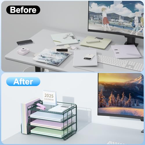 Spacrea Paper Organizer, Desk Organizers and Accessories for Desk with File organizer, Desk Accessories & Workspace Organizers for Catalog & Reference Racks (Dark Green) - color: Dark Green