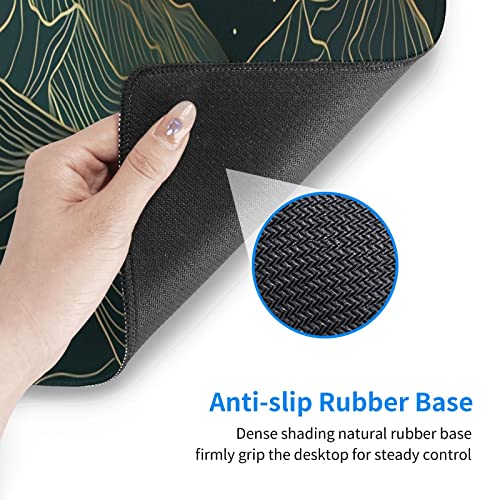 Golden Mountain Line Moon Landscape Gaming Mouse Pad XL Extended Large Mousepad with Nonslip Rubber Base Stitched Edges Laptop Computer Keyboard Desk Mat for Office Home Gamer - color: Mountain Moon, size: 31.5" x 11.8"