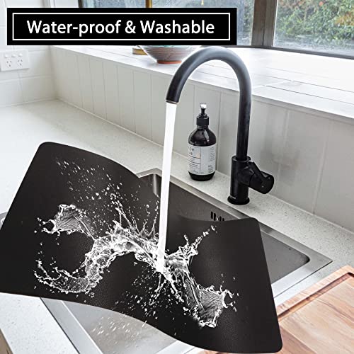 Wipeable Placemats Leather Table Mats Waterproof Heat-Resistant Easy to Clean for Dining Table Set Kitchen Table (6, Black) - color: Black, size: set of 6