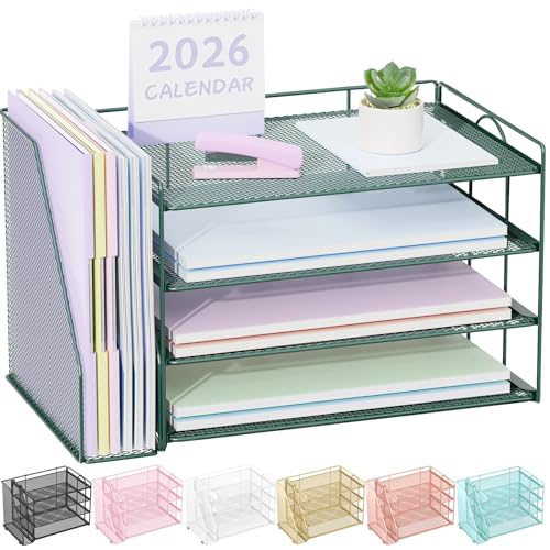 Spacrea Paper Organizer, Desk Organizers and Accessories for Desk with File organizer, Desk Accessories & Workspace Organizers for Catalog & Reference Racks (Dark Green) - color: Dark Green