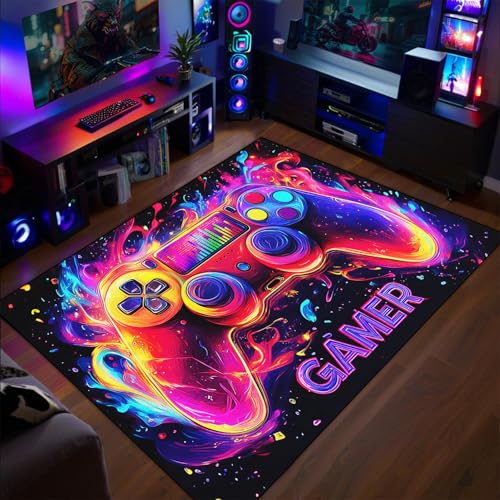 Gamer Rug for Boys Room - Gaming Rug, 3'X5' Colorful Gaming Carpet for Teens Boys Playroom, Cool Video Game Carpet for Bedroom Living Room Playroom Gameroom Decor Floor Mats - color: Gaming-433, size: 3' x 5' (Rectangular)