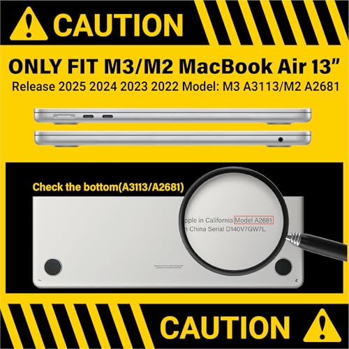 IBENZER Compatible with MacBook Air 13 inch Case M5 2026 M4 2025 M3 M2 2024-2022 A3449 A3240 A3113 A2681,HardShellCase&KeyboardCover ScreenFilm Type-C for Mac air 13.6", Brain, KK-BRN+2TC - color: Brain