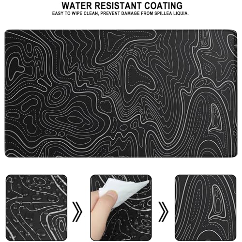 Large Gaming Mouse Pad, Waterproof Extra Large Mousepad with Stitched Edges, 31.5" x 15.7" Non-Slip Rubber Base Office Big Long Keyboard Pad for Office Gamer Home XXL, Black - color: Black