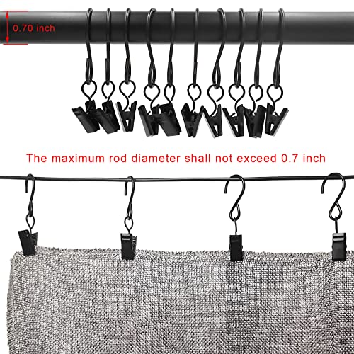 Stainless Steel S Hooks Curtain Clips, 50 Pack Hanging Party Lights Clips, Hangers Gutter Photo, Art Craft Display, 3 Inch Long, Black - color: 3 Inch Long Black