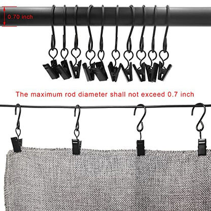 Stainless Steel S Hooks Curtain Clips, 50 Pack Hanging Party Lights Clips, Hangers Gutter Photo, Art Craft Display, 3 Inch Long, Black - color: 3 Inch Long Black