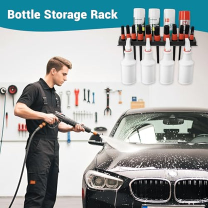 Car Cleaning Brush and Spray Bottle Storage Rack, Air Tool Holder, Car Beauty Shop Accessory Display for Auto Repair Shops Garages, Garage and Workspace (1pc-Black)