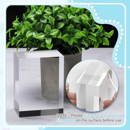 Qunclay 4 Pcs 4 x 3 x 2 Inches Acrylic Square Display Block Clear Polished Acrylic Cubes Jewelry Display Stand for Jewelry Ring Showcase Holder Base Collections - size: 4 x 3 x 2 inches