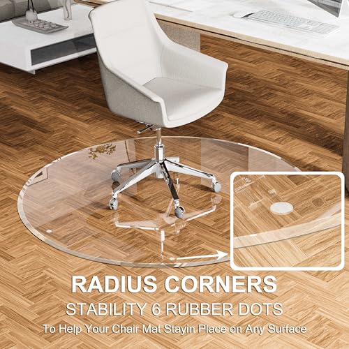 MESAILUP Beveled Edge 40" Round Office Chair Mat for Carpet or Hardwood Floor Crystal Clear, 40" x 40" for a Smooth Glide and Easy Roll On/Off, Heavy Duty and Non-Slip Floor Ultimate Clear Chair Mat - color: Clear, size: Round-40" x 40"