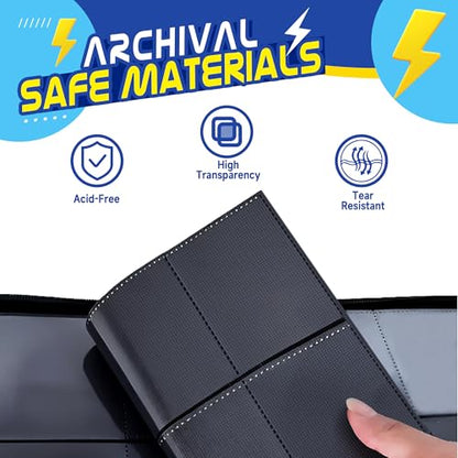 Trading Card Binder 4 Pocket,400 Pocket Card Collection Binder with 50 Removable Sleeves,PU Waterproof Top Card Book,3-Ring Zipper Collectible Trading Card Album for MTG/TCG/Card Holder Gift(Blue) - color: Blue, size: Small