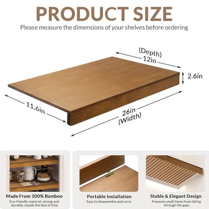 Gashell Wire Shelf Covers, Bamboo Wire Rack Covers for Pantry, Closet (5pcs, 26" W x 12" D) - size: 26"W x 12"D