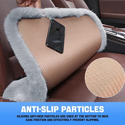 2Pack Car Front Seat Cushion, Soft Warm Faux Rabbit Fur Winter Auto Seat Cover, Fluffy Plush Vehicle Seat Protector Pad with Non-Slip Backing, Car Accessories for Home and Office Chair (Gray) - color: Gray