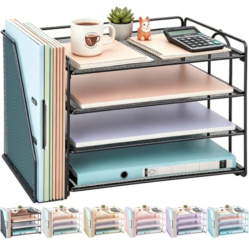 gianotter 4-Tier Paper Organizer With Magazine Holder, Desk Organizers and Accessories, Desk Accessories & Workspace Organizers, File Organizer for Office Supplies Storag (Black, 4-Tier) - color: Black, size: 4-Tier