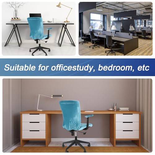 Tallew 4 Pcs Office Chair Covers Set Computer Universal Protective Stretchable Chair Seat Covers Desk Armrest Slipcovers Pads Office Cushion Backrest for Rotating(Lake Blue) - color: Lake Blue