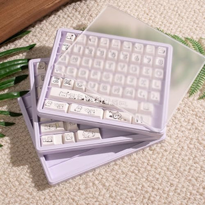 Sumgsn Keycaps Storage Box, Keycaps Container, 130 Keys Transparent Display Case Holds 7u Spacebar/Big Enter Key for XDA/Cherry/MOA/MAO Profile Mechanical Keyboard (Purple) - color: purple