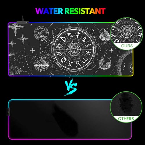 AIMSA RGB LED Gaming Mouse Pad, 14 Modes Glow Pad, Extra Large Gaming Mousepad, 35.4 x 15.8 inch Extended Big Waterproof Keyboard Mouse Pad Mat, Black Cosmic Constellation Magic - color: Black Cosmic Constellation Magic