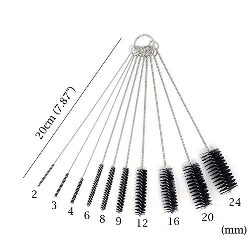 Honbay 10PCS 7.87Inch Nylon Tube Brush Set Cleaning Brush Set for Test Tube,Water Bottles, Drinking Straws, Eye Glasses, Keyboards, Jewelry Cleaning,etc