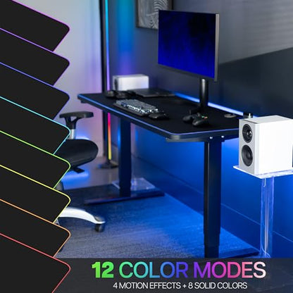 VIVO Large 60 x 24 inch Full Size Desk Pad with RGB Lighting for Office Ambience and Immersive Gaming, Oversized Mouse Pad Table Top Cover, 12 Color Modes, Non-Slip Base, Black, DESK-PAD60-24 - size: 60" x 24"