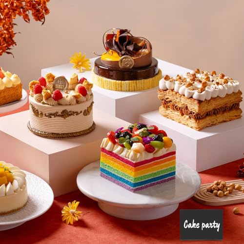 3 Pack Buffet Risers with 3 Signs and 2 Pen, White Food Risers for Buffet Table, Food Display Risers for Party, Acrylic Cube Display Nesting Risers with Hollow Bottoms for Catering Dessert Collectibles Jewelry (Size 8",9",10")