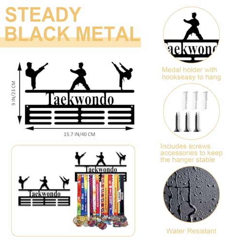 Resama Medal Hanger Holder Display Wall Rack Frame Shelf-Medal Hanger Awards Ribbon Soccer,Gymnastics,Holder Display Rack for 60 Medals - color: Taekwondo