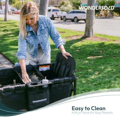 WONDERFOLD Flex Snack Tray for W4 Stroller Wagon with Convertible Cup Holders & Adjustable Sidewalls to Maximize Space, Easy to Install, Easy to Clean - size: W4 Flex