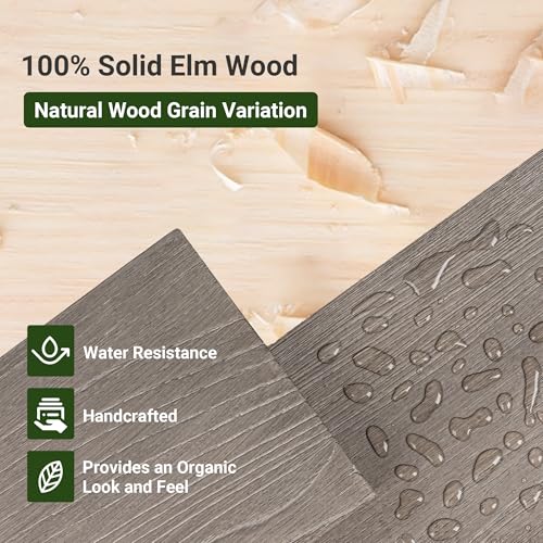 Vivelove Flat Edge Elm Wood Floating Shelf with Invisible Bracket 48”Grey - color: Grey, size: 48”,set of 1