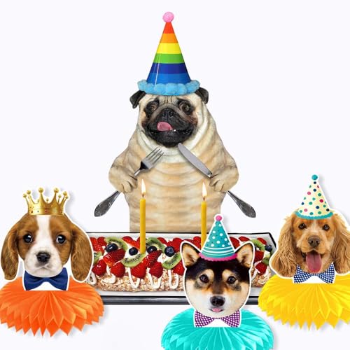9pcs Dog Honeycomb Decorations, Cute Animal Honeycomb Centerpiece Table Decor, Birthday Party Supplies Ornaments - color: Dog