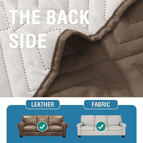 H.VERSAILTEX Armrest Covers for Sofa Water Resistant Couch Arm Covers Remote Control Holder Sofa Armrest Organizer for Magazine, Tablet, Phone, iPad(Set of 2, Taupe/Beige) - color: Double Diamond-taupe/Beige