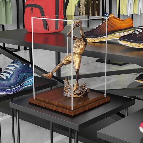 VGMiu Display Cases for Collectibles with Wood Base, Clear Acrylic Display Case Box Showcase for Collectibles, Memorabilia Displays Case for Action Figures Doll Toys - size: Collectibles Case