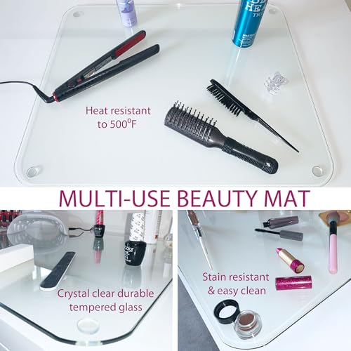 Marvelux Tempered Glass Desk Pad, Clear Surface Protector, Multi-Purpose Durable Computer Desk Mat, Mousepad, Crafting Surface Protector, Beauty Mat, Kitchen Worktop Saver with Anti-Slip Pads 20"x36" - size: 36" x 20"
