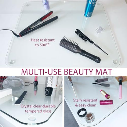 Marvelux Tempered Glass Desk Pad, Clear Surface Protector, Multi-Purpose Durable Computer Desk Mat, Mousepad, Crafting Surface Protector, Beauty Mat, Kitchen Worktop Saver with Anti-Slip Pads 20"x36" - size: 36" x 20"