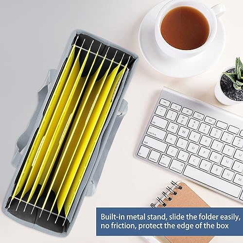abcxgood Desktop File Organizer Box,Collapsible Hanging Filing Box,Home Office Document Storage Organizer with Front Pocket and Handles, Letter Size Folder. (BLACK) - color: BLACK