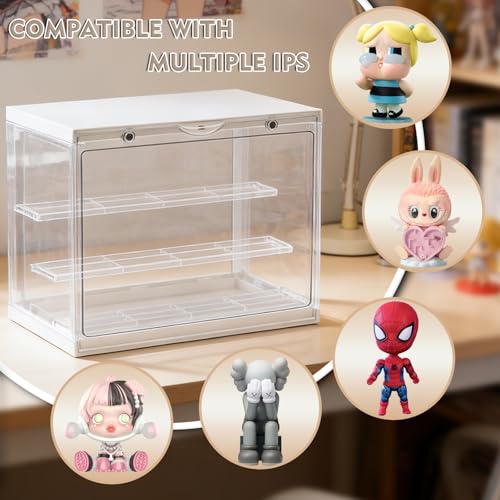 LED Acrylic Display Case 2Pack, Funko Pop & Collectibles -Dustproof Stackable Showcase with Adjustable Shelves & Magnetic Door - Ideal for Mini Figures, Toys & Jewelry Display - size: 2PACK