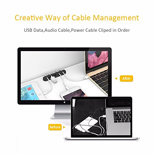 Cable Clips Cord Management Organizer, 3 Packs Silicone Adhesive Hooks, Wire Holder USB Power Charging Accessory Mouse PC Nightstand Desktop Wall Phone Workspace Office (7, 5 and 3 Slots)