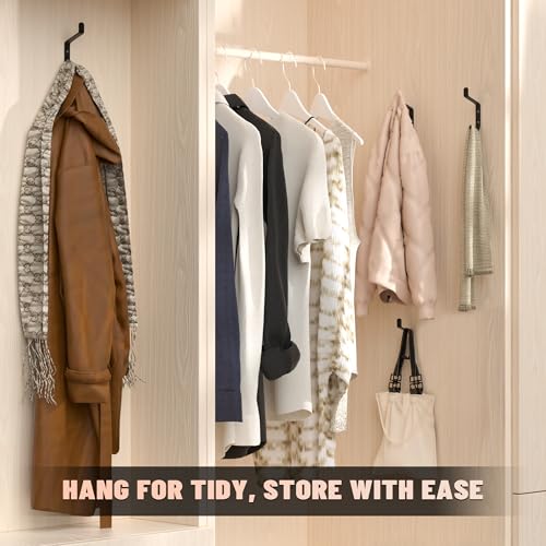 Lichaser 5 Pack Black Acoustic Panel Wall Hooks, Decorative Wall Hooks Screw in Sound Panel and Wood Slats, 0.5 in Metal Hanger for Hanging Coat, Hat, Towel, Backpack, Bags, Purse - size: 5 Pack