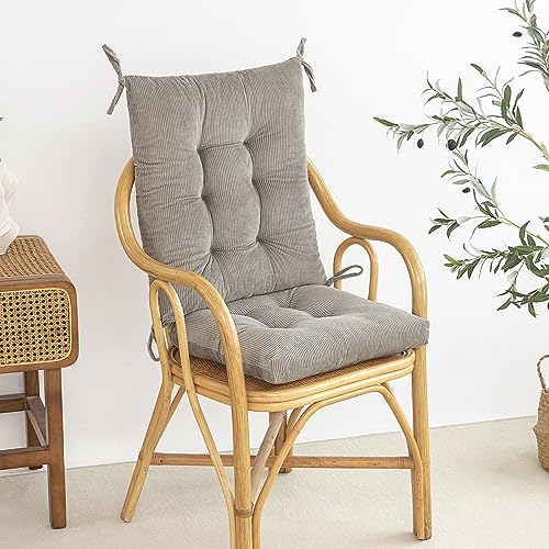 Outdoor Patio Cushion, Rocking Chair Cushion, Tufted Pads, Set of Upper and Lower with Ties Pack of 2 (2 Sets) - Back 20"×17", Seat 17"×17" (Grey) - color: Grey