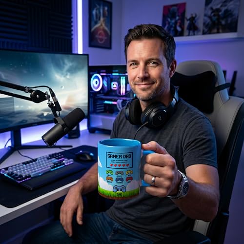 Personalized Gamer Dad Mug - Custom Retro Arcade Video Game Coffee Cup with Kids Names - Unique Gifts for Gamer Dad, Gifts for Father's Day, Player 1 Birthday Present, 11 Oz & 15 Oz, 9 Colors - color: Gamer Dad Mug